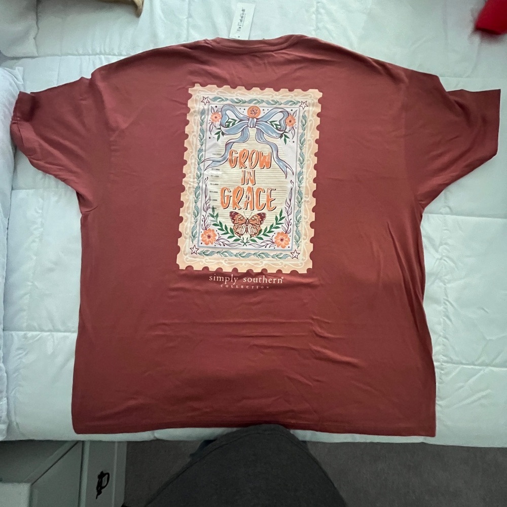 Simply Southern “Grow In  Grace” Brick Red. Size XXLarge
